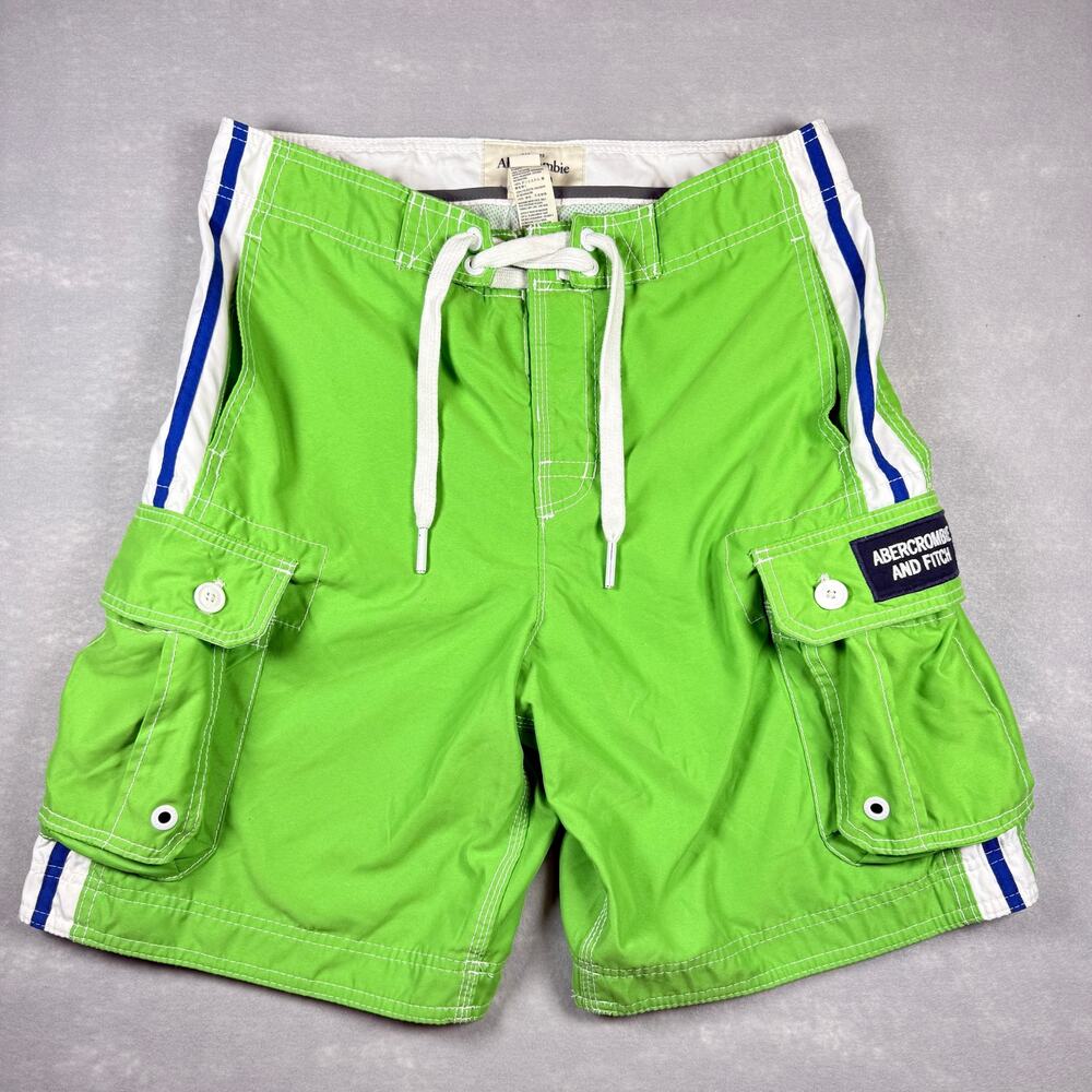 Vtg 72K Abercrombie & Fitch cargo swim trunks - lime green EUC board shorts sz M